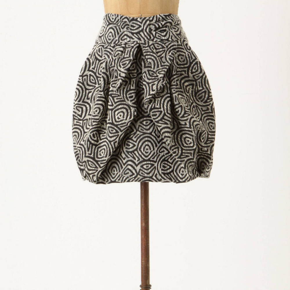 Anthropologie Draped Jungle Skirt Jacquard High Waist Bubble Hem By Eva Franco